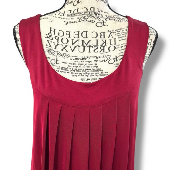 Alice + Olivia Size 4 Red Sleeveless Paperbag Pleated Jersey Mini Dress - Picture 3 of 7
